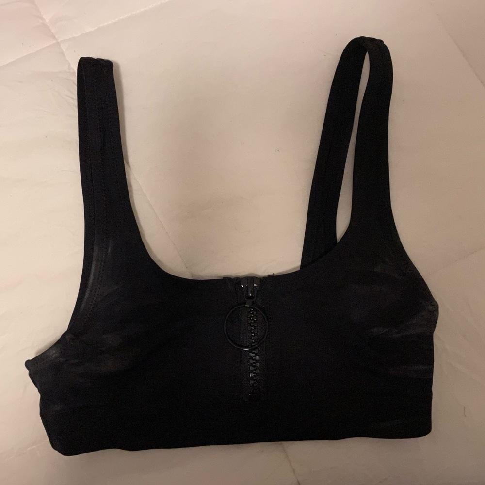 H&M black bikini top with front zipper